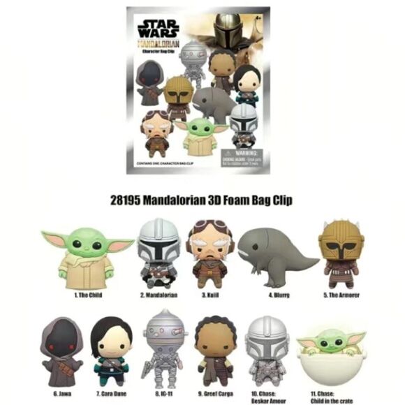 Disney Star Wars Mandalorian Figural Mystery Blind Bag Clip Charms QTY 1 - Picture 3 of 5